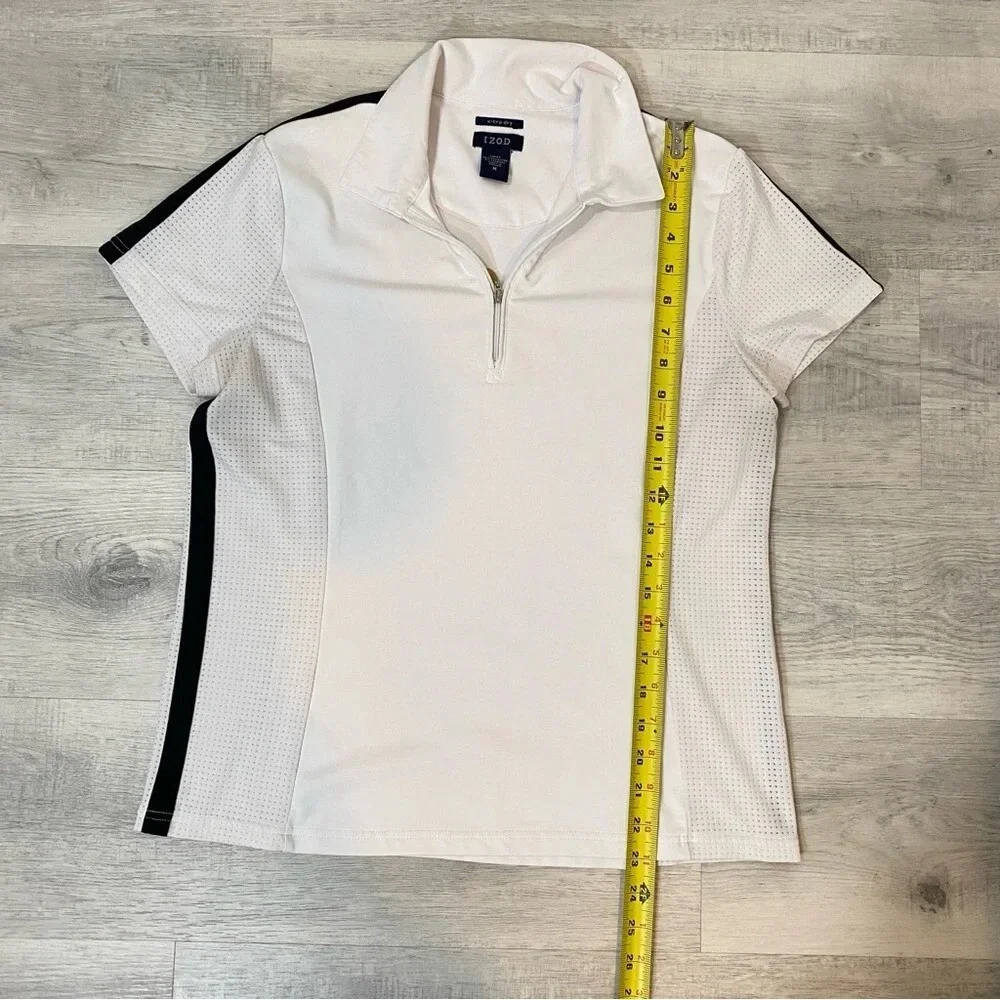 IZOD x-tra dry 1/4 Zip White and Black Polo Shirt Size M - Picture 13 of 16